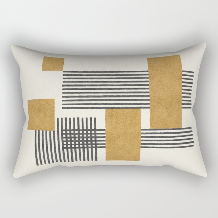 Stripes and Square Composition - Abstract Rectangular Pillow Gallery Image 1