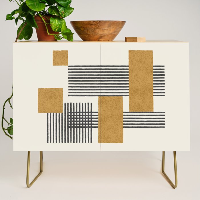 Stripes and Square Composition - Abstract Credenza Gallery Image 1