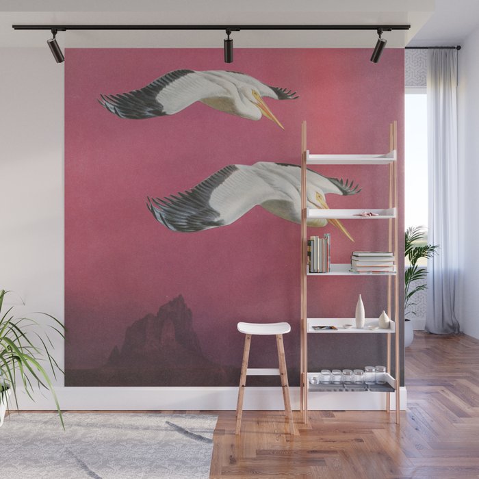 Pelicans in Space Wall Mural Gallery Image 1