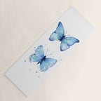 Two Blue Butterflies Watercolor Yoga Mat Gallery Image 1