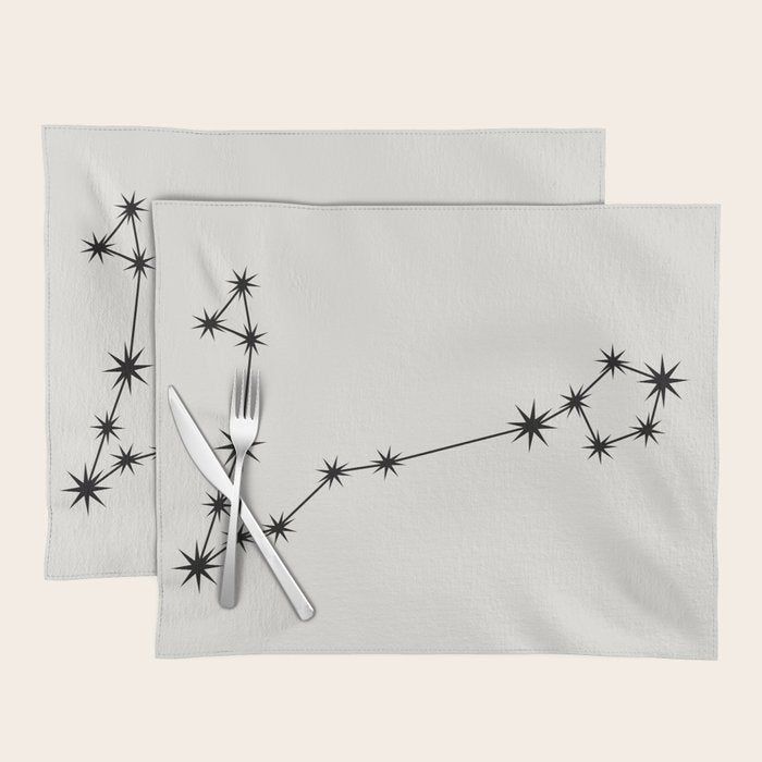Pisces Zodiac Star Constellation Line Art White Placemat Gallery Image 1