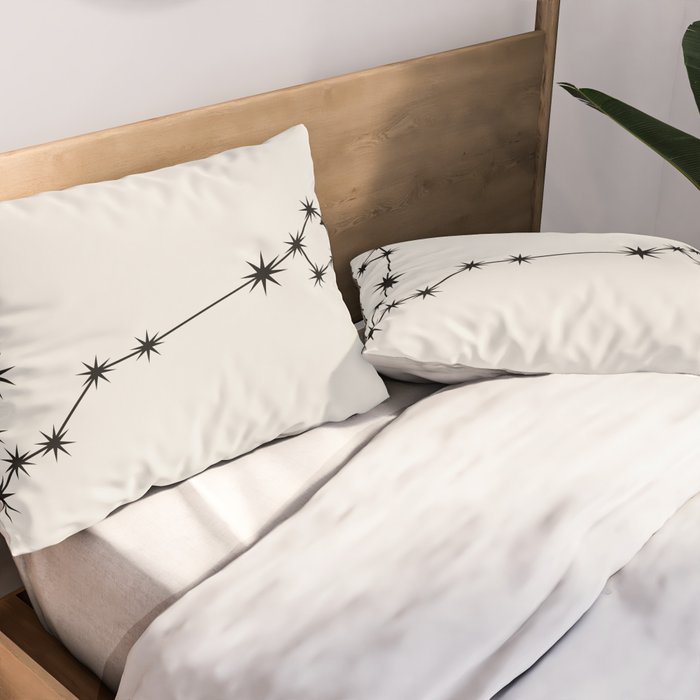 Pisces Zodiac Star Constellation Line Art White Pillow Sham Gallery Image 2