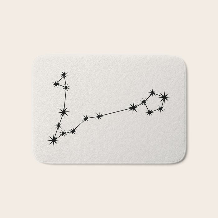 Pisces Zodiac Star Constellation Line Art White Bath Mat Gallery Image 1