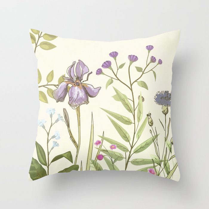 Little Blooming Wildflowers Throw Pillow Gallery Image 6