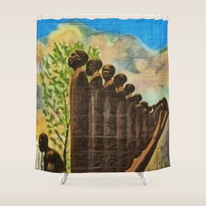 African American Masterpiece 'Lift Up Every Voice & Sing' based on the sculpture by Augusta Savage Shower Curtain Gallery Image 1