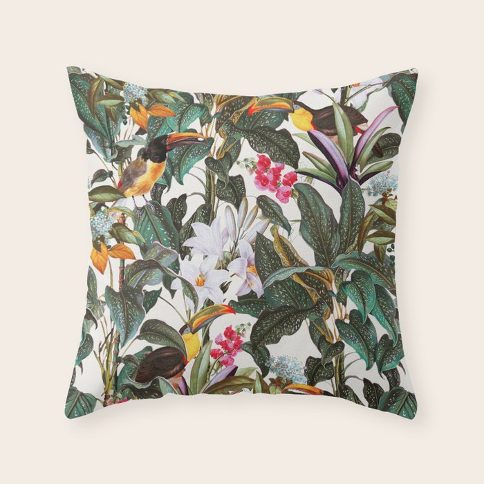 Tropical Toucan Garden Throw Pillow Gallery Image 6