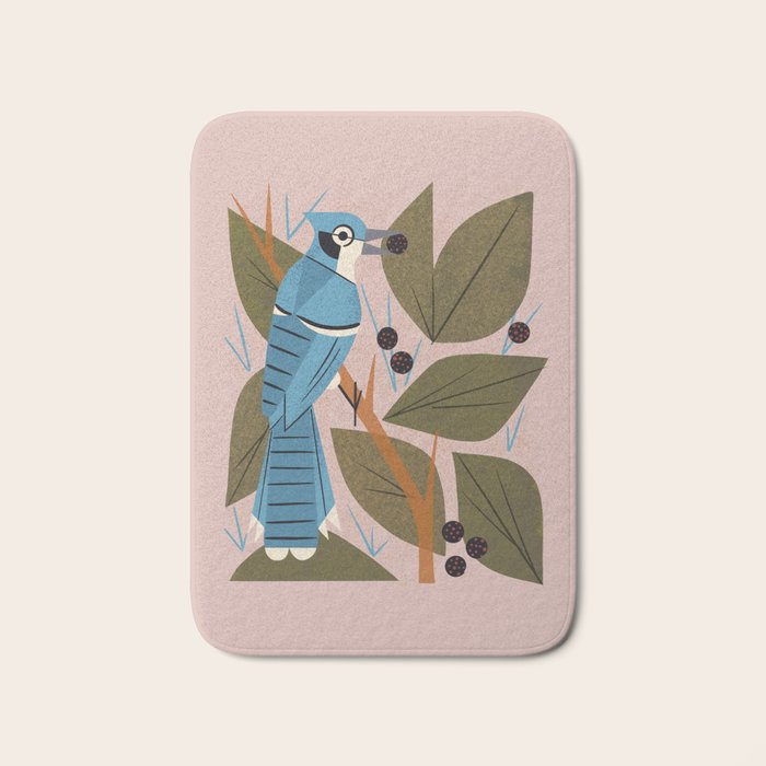 Blue Jay And Berries Bath Mat Gallery Image 1