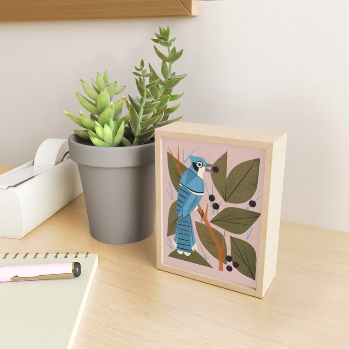 Blue Jay And Berries Mini Art Print Gallery Image 2