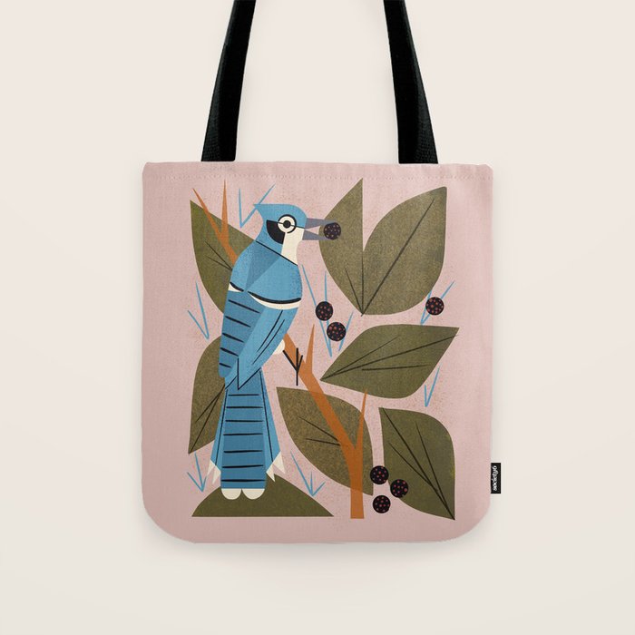 Blue Jay And Berries Tote Bag Gallery Image 1