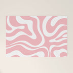 Modern Retro Liquid Swirl Abstract Pattern in Soft Pink Blush and White Welcome Mat Gallery Image 1
