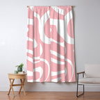 Modern Retro Liquid Swirl Abstract Pattern in Soft Pink Blush and White Window Curtain Gallery Image 5