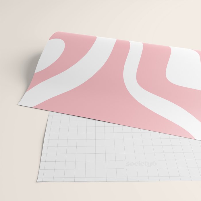 Modern Retro Liquid Swirl Abstract Pattern in Soft Pink Blush and White Wrapping Paper Gallery Image 2