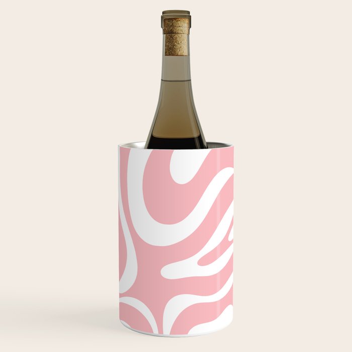 Modern Retro Liquid Swirl Abstract Pattern in Soft Pink Blush and White Wine Chiller Gallery Image 3