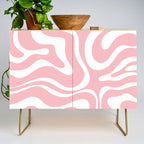 Modern Retro Liquid Swirl Abstract Pattern in Soft Pink Blush and White Credenza Gallery Image 1