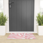 Modern Retro Liquid Swirl Abstract Pattern in Soft Pink Blush and White Welcome Mat Gallery Image 3