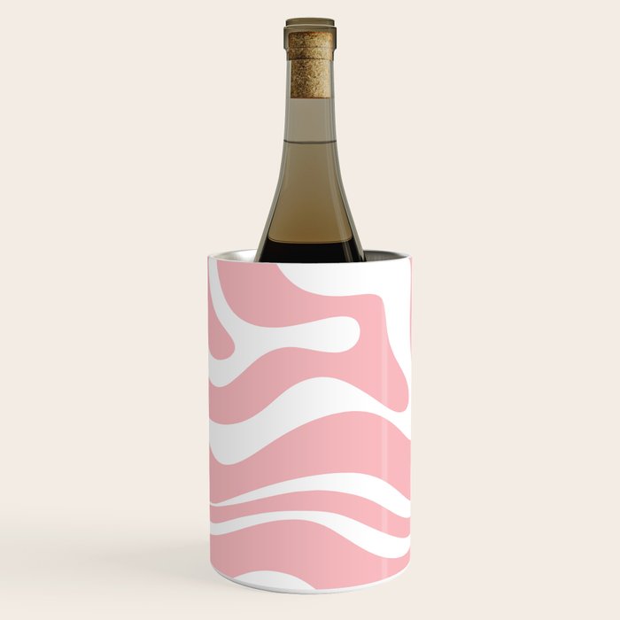 Modern Retro Liquid Swirl Abstract Pattern in Soft Pink Blush and White Wine Chiller Gallery Image 2