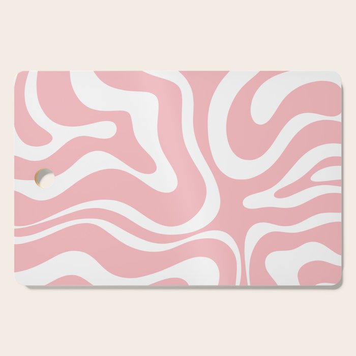 Modern Retro Liquid Swirl Abstract Pattern in Soft Pink Blush and White Cutting Board Gallery Image 1