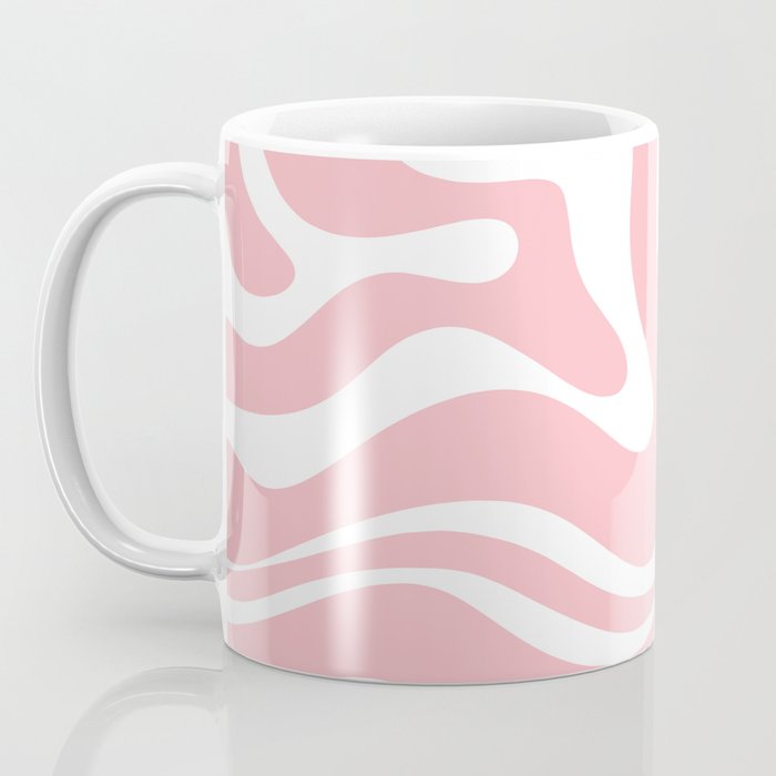 Modern Retro Liquid Swirl Abstract Pattern in Soft Pink Blush and White Coffee Mug Gallery Image 3