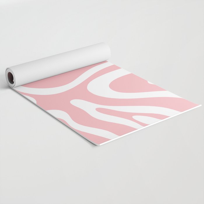 Modern Retro Liquid Swirl Abstract Pattern in Soft Pink Blush and White Yoga Mat Gallery Image 2
