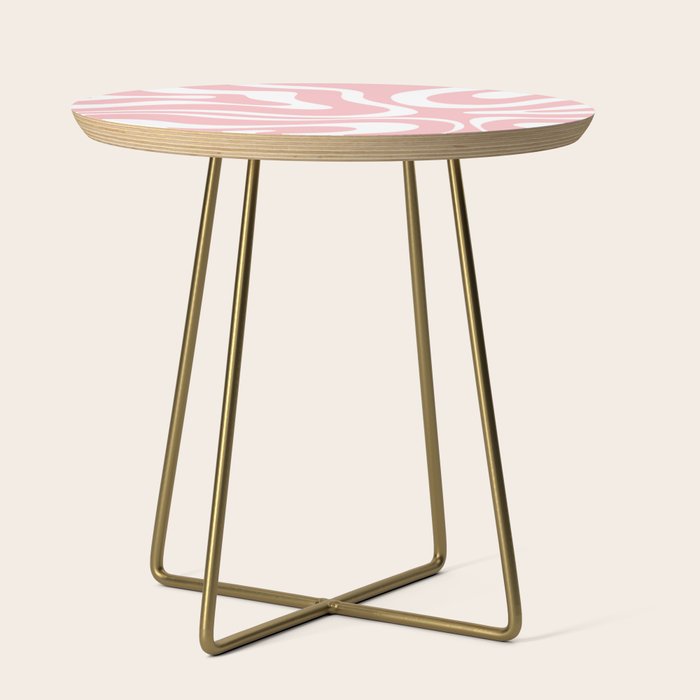 Modern Retro Liquid Swirl Abstract Pattern in Soft Pink Blush and White Side Table Gallery Image 1