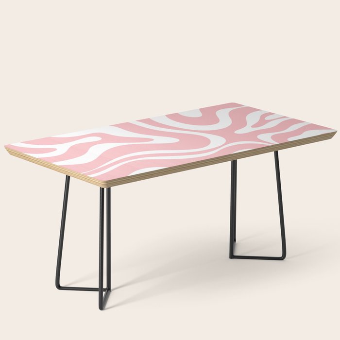 Modern Retro Liquid Swirl Abstract Pattern in Soft Pink Blush and White Coffee Table Gallery Image 1
