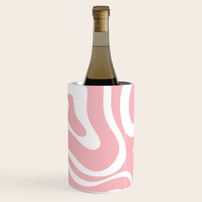 Modern Retro Liquid Swirl Abstract Pattern in Soft Pink Blush and White Wine Chiller Gallery Image 1