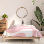 Modern Retro Liquid Swirl Abstract Pattern in Soft Pink Blush and White Comforter Gallery Image 3
