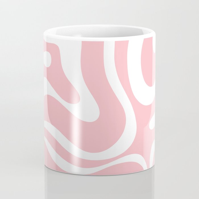 Modern Retro Liquid Swirl Abstract Pattern in Soft Pink Blush and White Coffee Mug Gallery Image 4