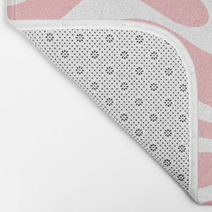 Modern Retro Liquid Swirl Abstract Pattern in Soft Pink Blush and White Bath Mat Gallery Image 2