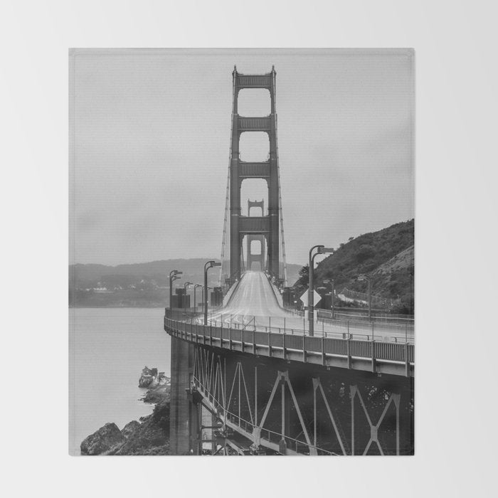 Golden Gate Bridge Black And White Throw Blanket Gallery Image 2