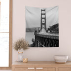 Golden Gate Bridge Black And White Wall Tapestry Gallery Image 2