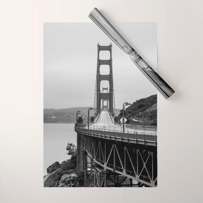 Golden Gate Bridge Black And White Wrapping Paper Gallery Image 1