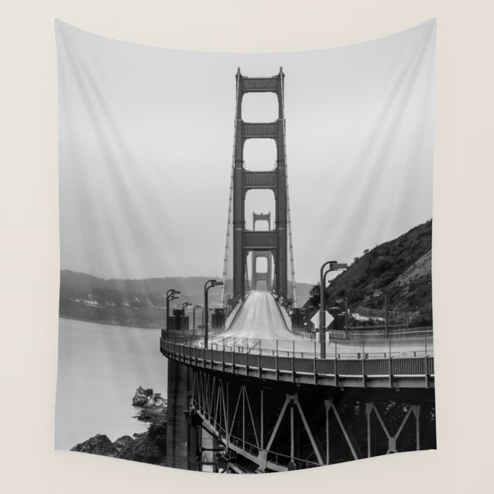 Golden Gate Bridge Black And White Wall Tapestry Gallery Image 4