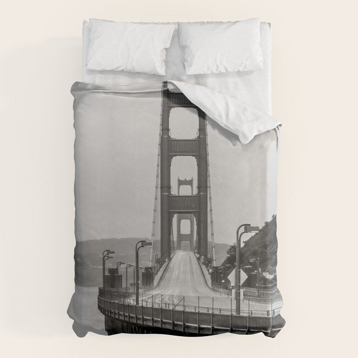 Golden Gate Bridge Black And White Duvet Cover Gallery Image 6