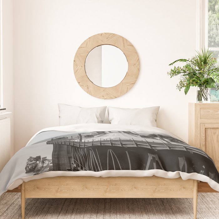 Golden Gate Bridge Black And White Duvet Cover Gallery Image 3