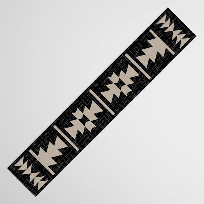 Southwestern Pattern 129 Black and Linen Table Runner Gallery Image 3