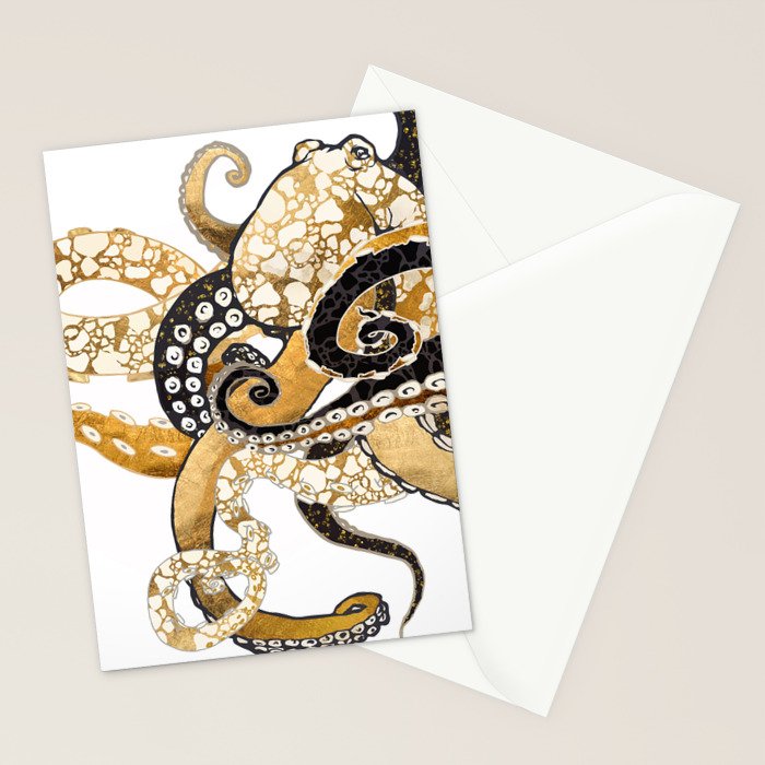 Metallic Octopus Stationery Card Gallery Image 2
