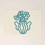 Abstract Minimalist Flowers in Blue Vase Welcome Mat Gallery Image 1