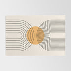 Geometric Lines in Black and Beige 29 (Rainbow and Sun Abstraction) Rug Gallery Image 2