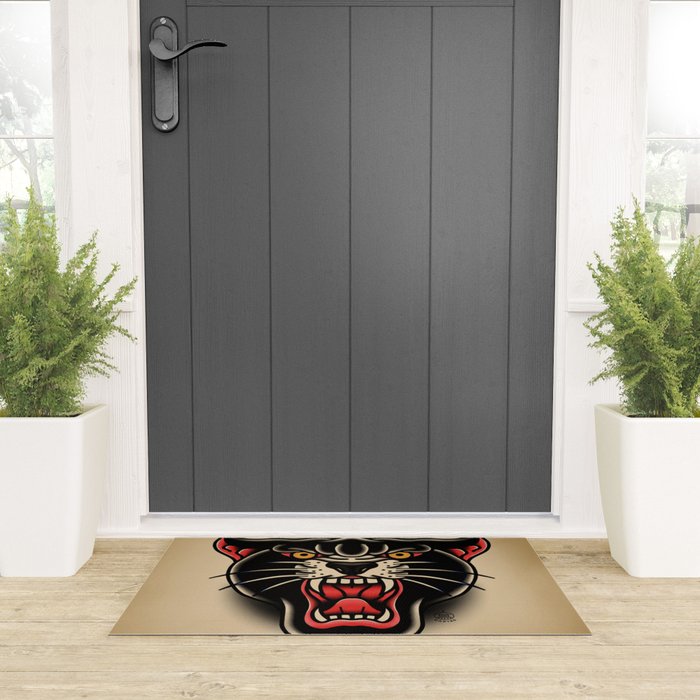 Traditional Tattoo Panther  Welcome Mat Gallery Image 3