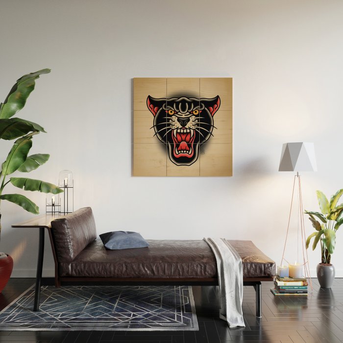 Traditional Tattoo Panther  Wood Wall Art Gallery Image 2