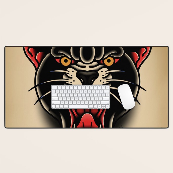 Traditional Tattoo Panther  Desk Mat