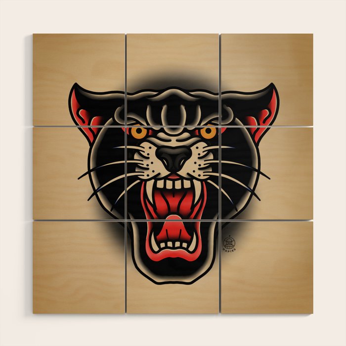 Traditional Tattoo Panther  Wood Wall Art Gallery Image 1