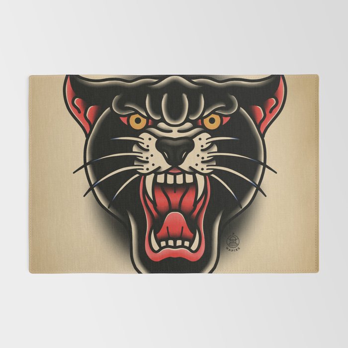 Traditional Tattoo Panther  Rug Gallery Image 2
