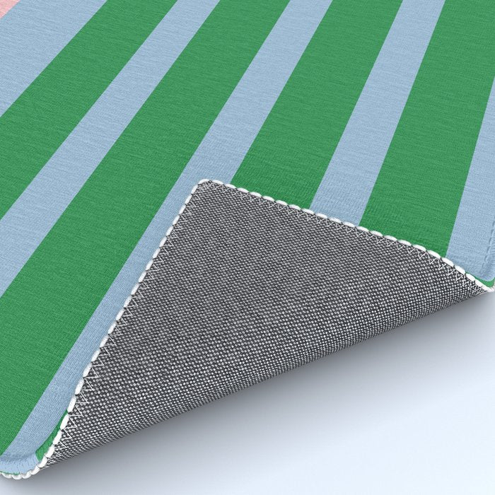 Mixed Stripe Pattern in Green, Pastel Pink, and Baby Blue Rug Gallery Image 4