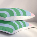 Mixed Stripe Pattern in Green, Pastel Pink, and Baby Blue Pillow Sham Gallery Image 3