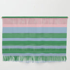 Mixed Stripe Pattern in Green, Pastel Pink, and Baby Blue Wall Hanging Gallery Image 1