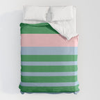 Mixed Stripe Pattern in Green, Pastel Pink, and Baby Blue Duvet Cover Gallery Image 6