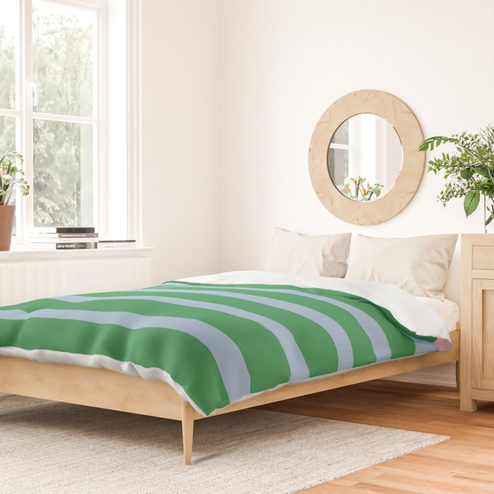 Mixed Stripe Pattern in Green, Pastel Pink, and Baby Blue Duvet Cover Gallery Image 2
