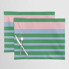 Mixed Stripe Pattern in Green, Pastel Pink, and Baby Blue Placemat Gallery Image 1